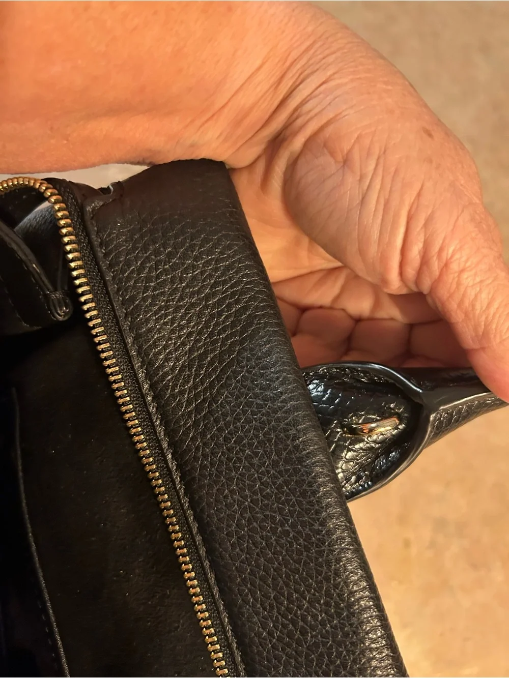 Michael Kors Black Pebbled Leather Satchel with Gold Hardware